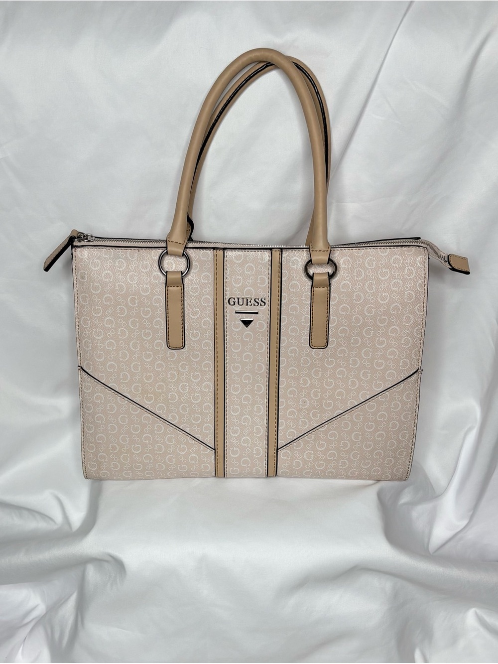 GUESS Nichols Monogram Tote bag with Tan Trim
